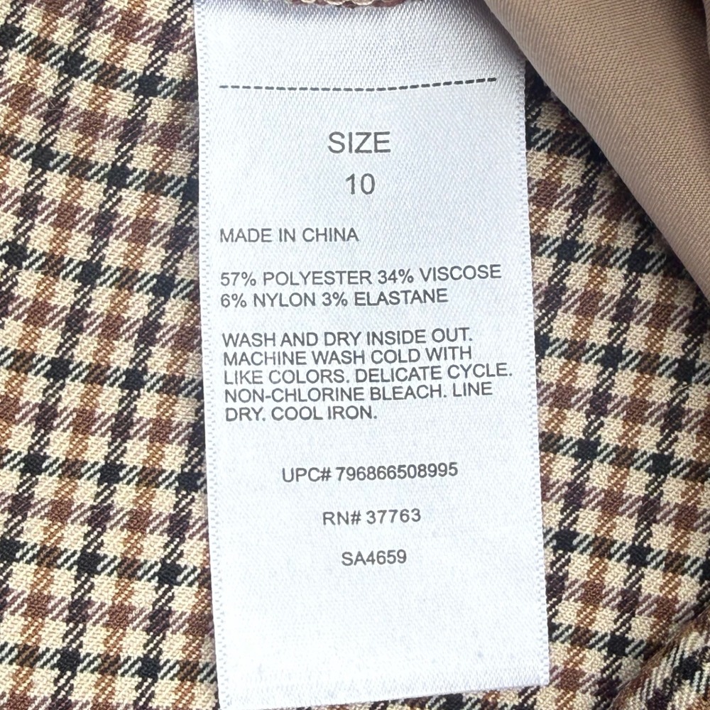 Perry Ellis Womens Slim Ankle Pants Size 10 Brown Houndstooth Stretch Dress Work - Picture 4 of 8